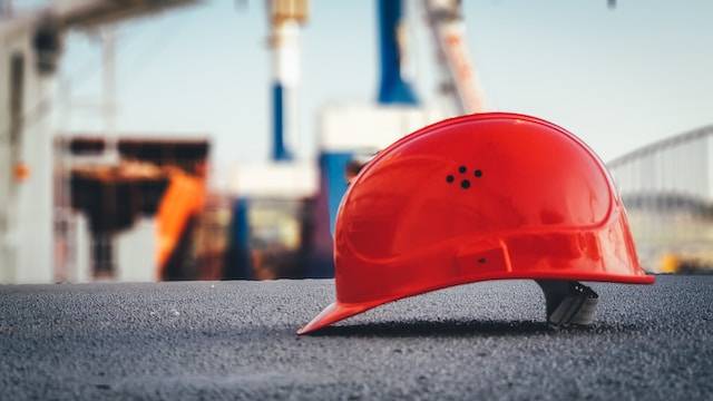 This is a picture of a red hard hat